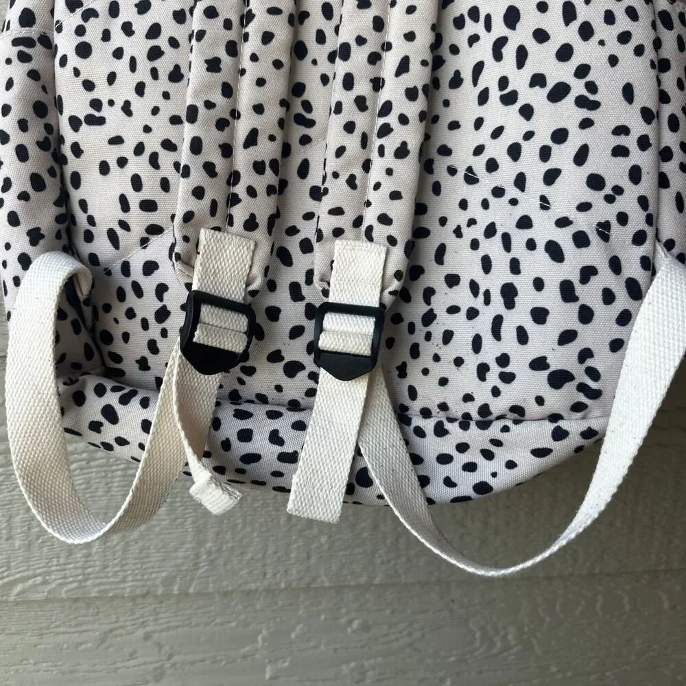 Snow Leopard Print Girl’s Women’s Beige Black Spots Animal Print School Backpack